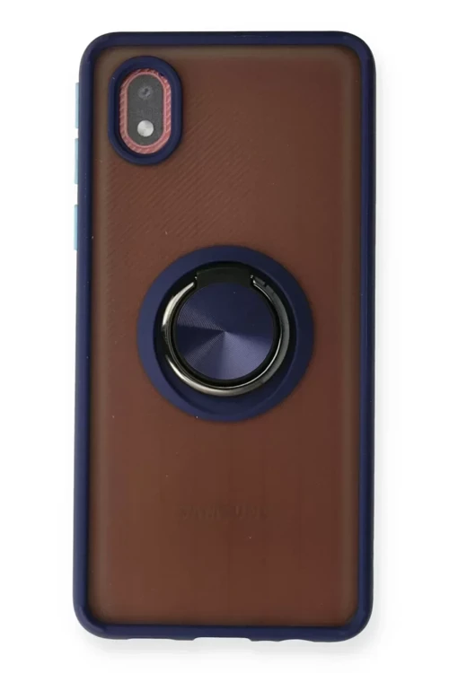 Galaxy A01 Core Kılıf Montreal Yüzüklü Silikon Kapak - Lacivert