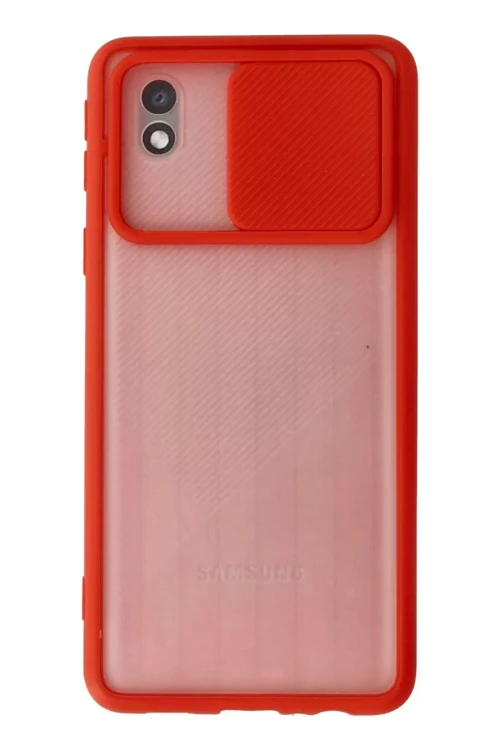 Galaxy A01 Core Kılıf Palm Buzlu Kamera Sürgülü Silikon - Kırmızı