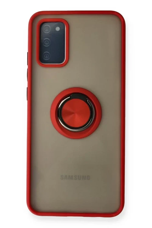 Galaxy A02S Kılıf Montreal Yüzüklü Silikon Kapak - Kırmızı