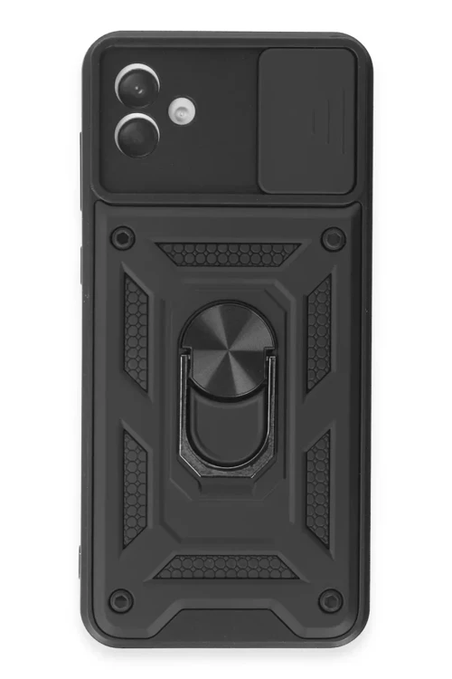 Galaxy A04E Kılıf Pars Lens Yüzüklü Silikon - Siyah