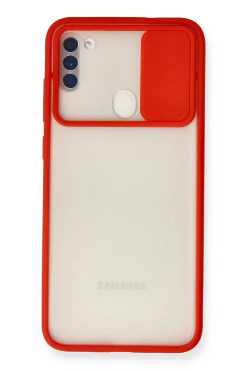 Galaxy A11 Kılıf Palm Buzlu Kamera Sürgülü Silikon - Kırmızı