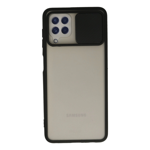 Galaxy A22 Kılıf Palm Buzlu Kamera Sürgülü Silikon - Siyah