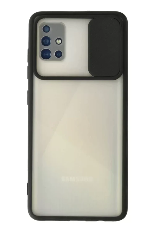 Galaxy A71 Kılıf Palm Buzlu Kamera Sürgülü Silikon - Siyah