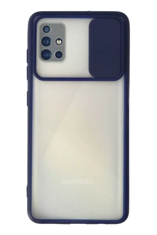 Galaxy A71 Kılıf Palm Buzlu Kamera Sürgülü Silikon - Lacivert