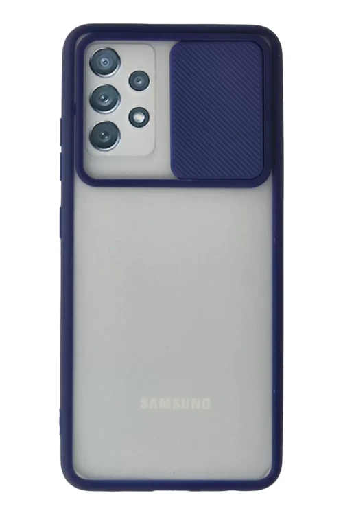 Galaxy A72 Kılıf Palm Buzlu Kamera Sürgülü Silikon - Lacivert