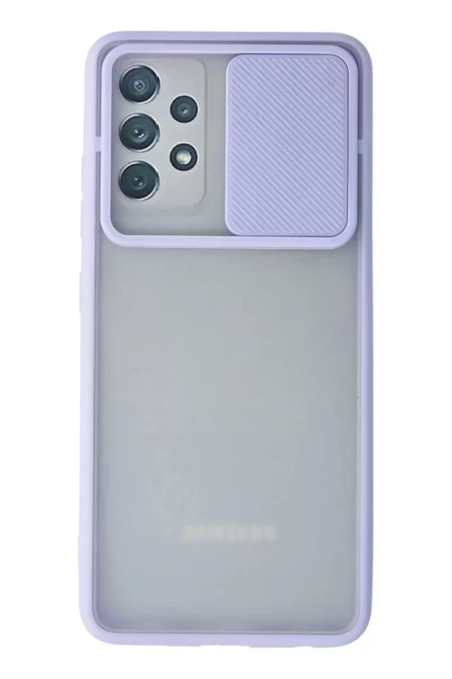 Galaxy A72 Kılıf Palm Buzlu Kamera Sürgülü Silikon - Lila
