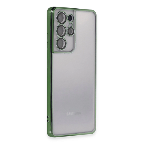 Galaxy S21 Kılıf Lensli Silikon - Yeşil