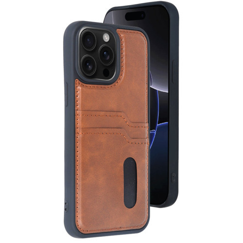 Iphone 14 Kılıf Sara Kartvizitli Deri Kılıf - Taba