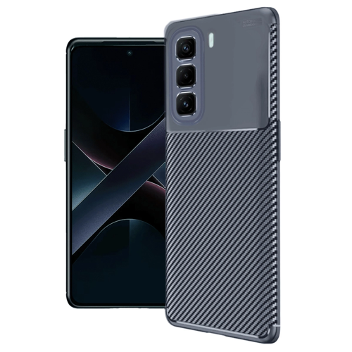 İnfinix 50 4G Kılıf Auto Focus Karbon Kapak - Lacivert