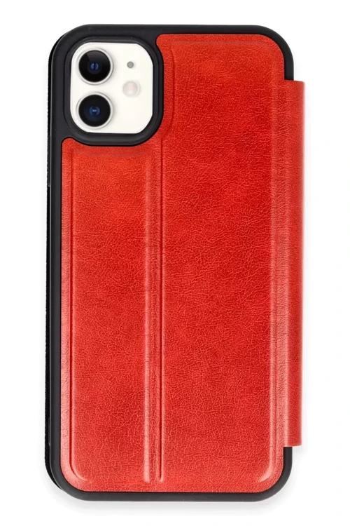 İphone 11 Kılıf Flip Cover - Kırmızı