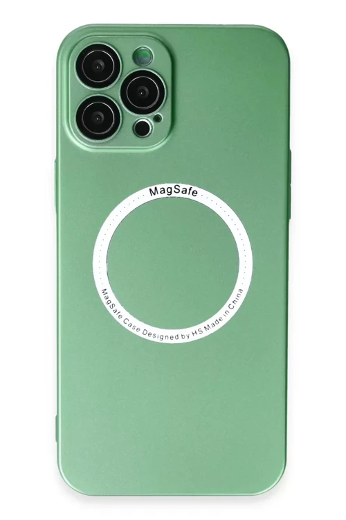 İphone 12 Kılıf Magneticsafe Lens Silikon - Yeşil