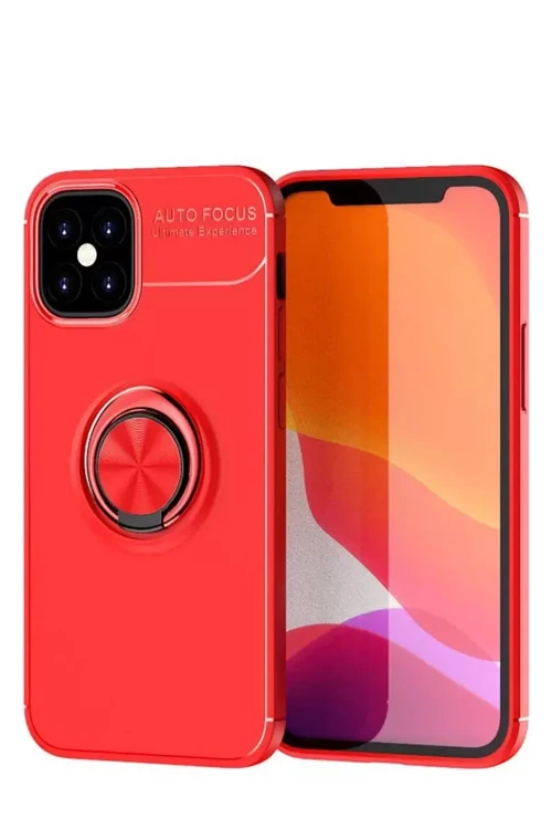 İphone 12 Mini Kılıf Range Yüzüklü Silikon - Kırmızı