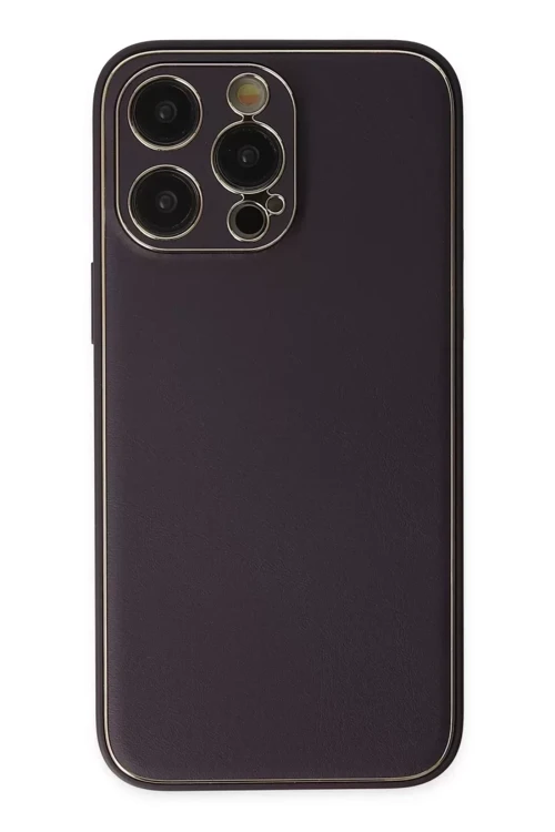 İphone 13 Kılıf Coco Deri Silikon Kapak - Derin Mor