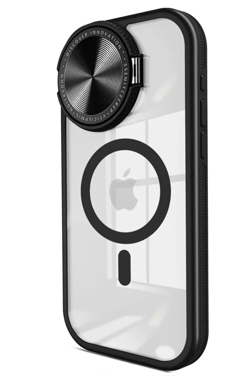 İphone 14 Kılıf Teleskop Lens Magsafe Silikon Kapak - Siyah