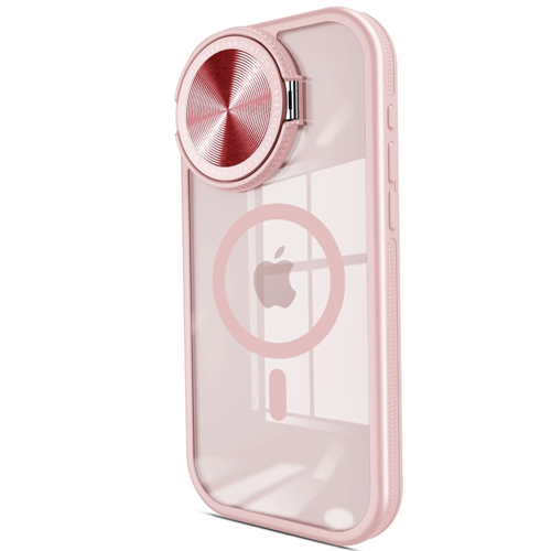 İphone 15 Kılıf Teleskop Lens Magsafe Silikon Kapak - Pembe