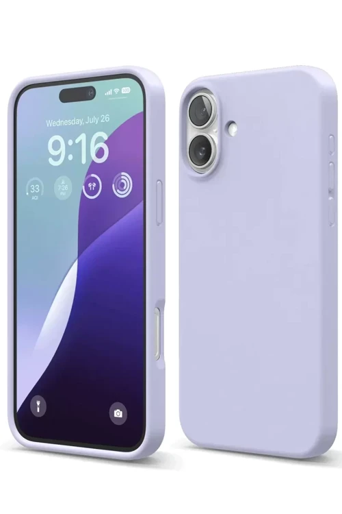 İphone 16 Kılıf Nano İçi Kadife Silikon - Lila