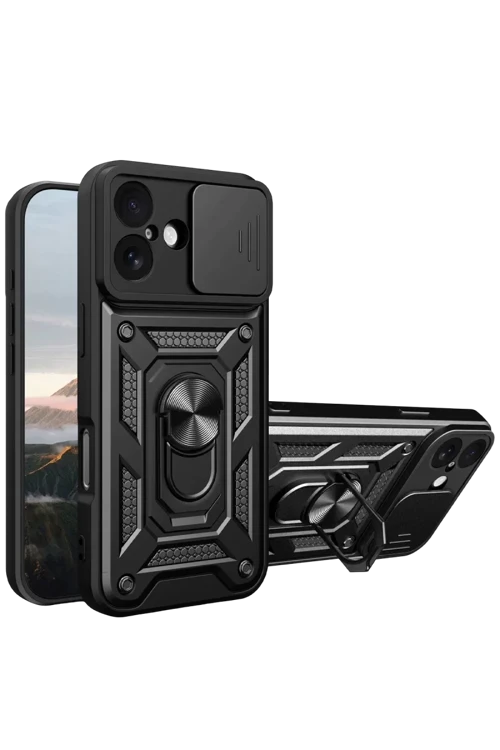 İphone 17 Pars Lens Yüzüklü Silikon - Siyah