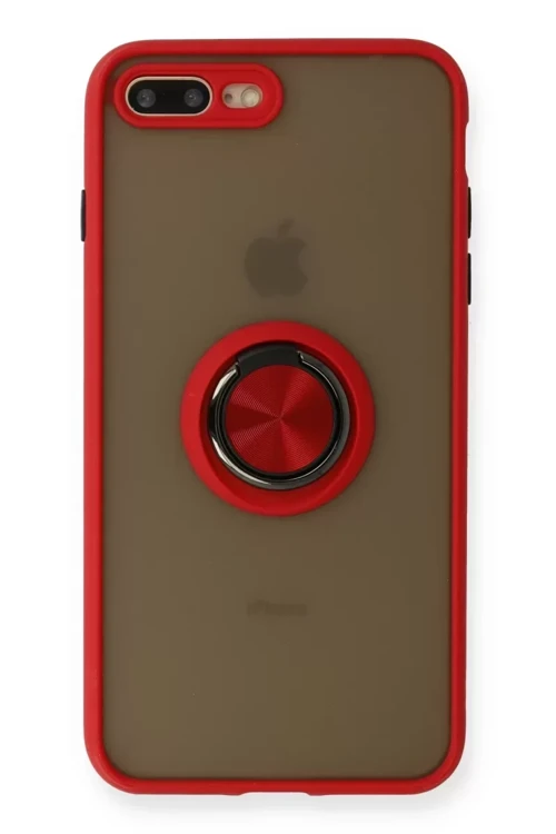 İphone 7 Kılıf Montreal Yüzüklü Silikon Kapak - Kırmızı