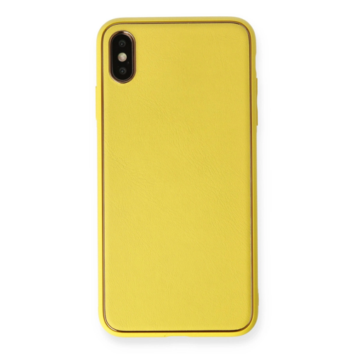 İphone Xs Kılıf Coco Deri Silikon Kapak - Sarı