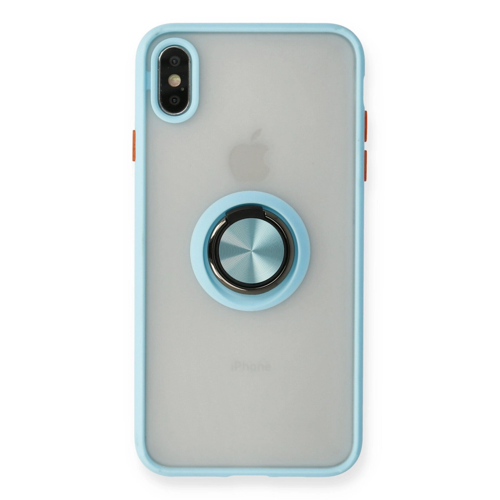 İphone Xs Kılıf Montreal Yüzüklü Silikon Kapak - Buz