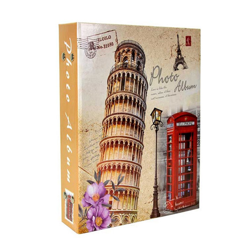 100'lük Renkli Desenli Promosyon Fotoğraf Albümü Pisa Kulesi- 15x21cm