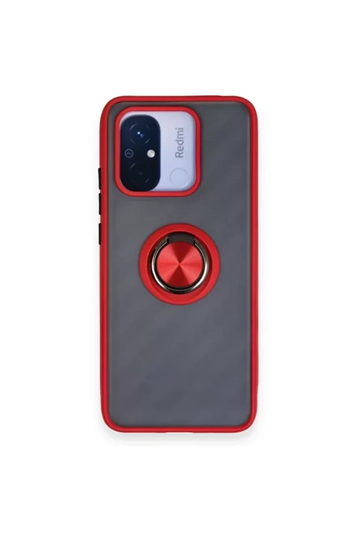 Redmi 12C Kılıf Montreal Yüzüklü Silikon Kapak - Kırmızı