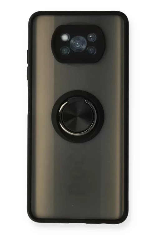 Pocophone X3 Kılıf Montreal Yüzüklü Silikon Kapak - Siyah