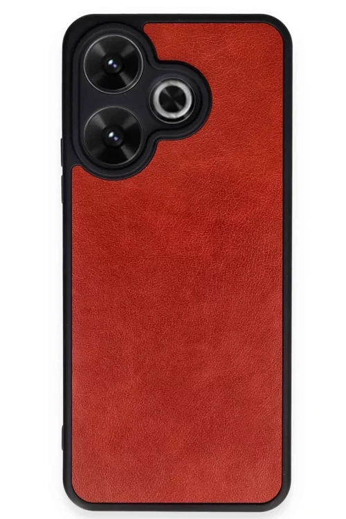Redmi 13 4G Kılıf Aras Deri Kapak - Kırmızı