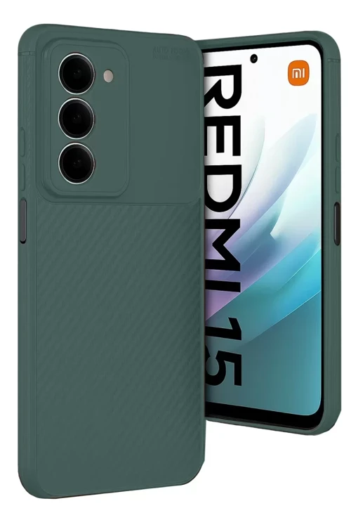 Redmi 15 4G Auto Focus Karbon Kapak - Koyu Yeşil