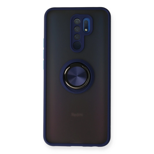 Redmi 9 Kılıf Montreal Yüzüklü Silikon Kapak - Lacivert