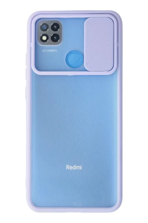 Redmi 9C Kılıf Palm Buzlu Kamera Sürgülü Silikon - Lila