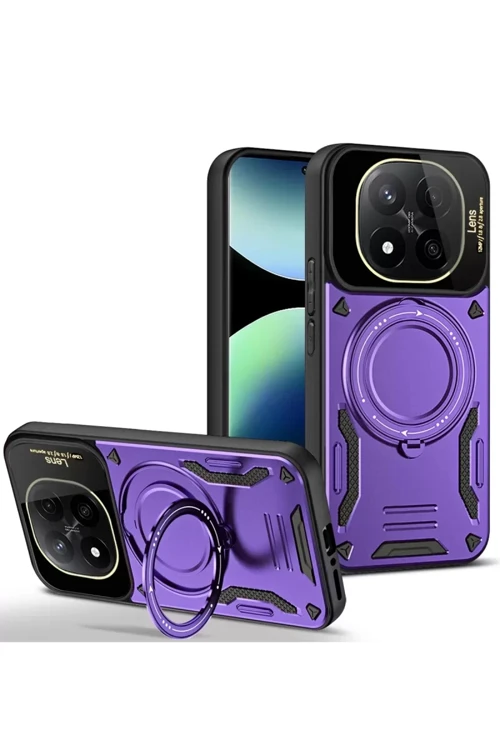 Redmi Note 14 5G Kılıf Joy Lens Standlı Kapak - Mor
