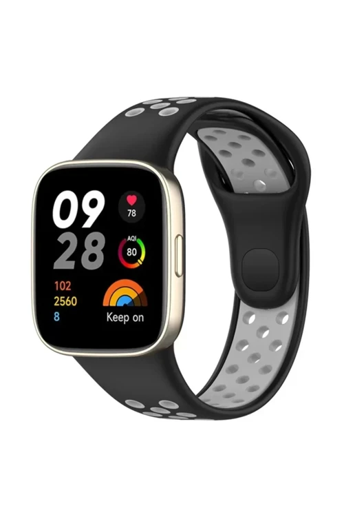 Redmi Watch 3 Spor Delikli Kordon - Siyah-Gri
