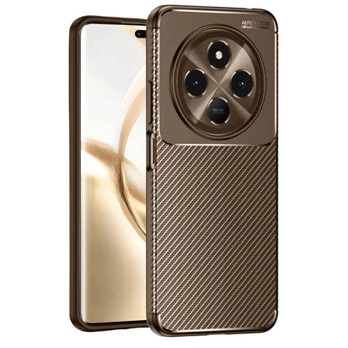 Tecno Spark 30 Kılıf Auto Fus Karbon Kapak - Kahverengi