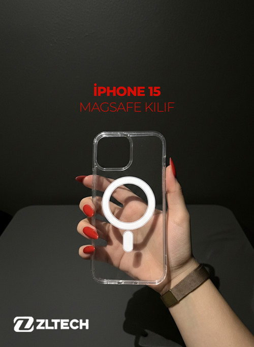 iPhone 15 Uyumlu Magsafe Özellikli Sert Şeffaf Kılıf PLASTIC COVER