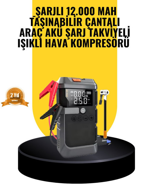 Işıklı Hava Kompresörlü Taşınabilir Akü Takviye Ünitesi - RFIOVS3728-9455