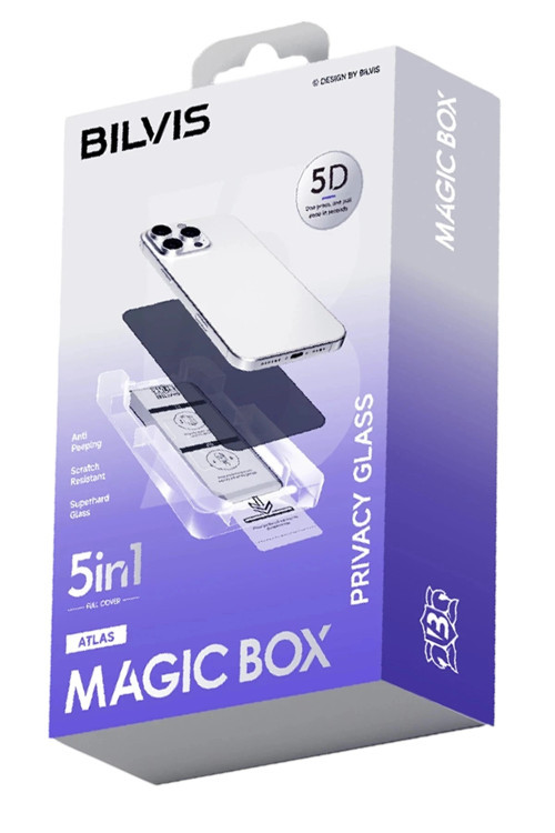 Mey İthalat® iPhone 13 Pro Max Bilvis 5in1 5D Magic Hayalet Cam Ekran Koruyucu - Siyah