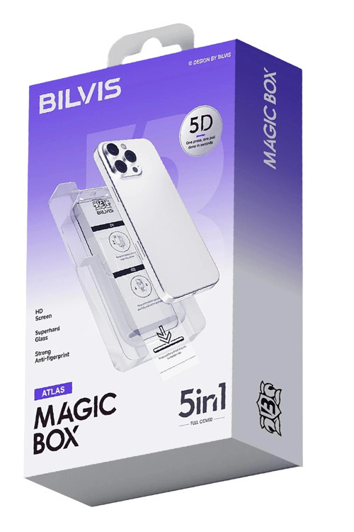 Mey İthalat® iPhone 15 Pro Bilvis 5in1 3D Magic Cam Ekran Koruyucu - Siyah
