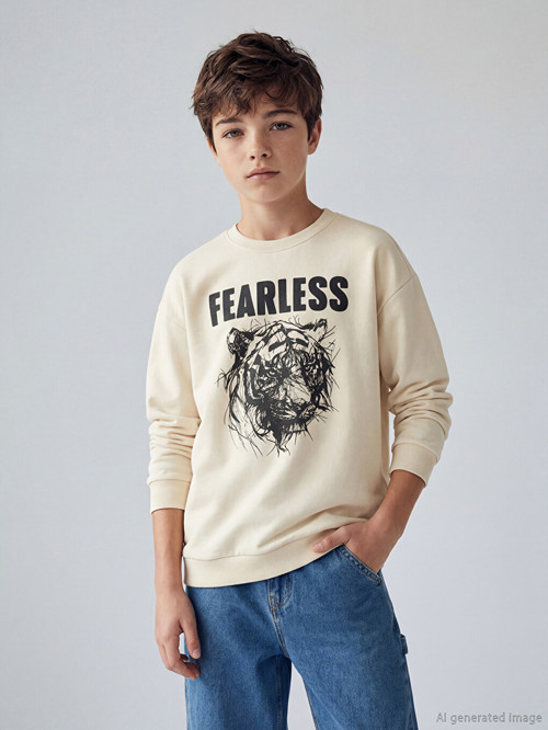 Kids Bej Sweatshirt