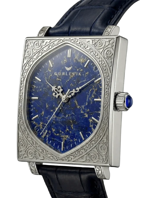 Kapılar Lapis Lazuli Steel Engraved Otomatik Erkek Kol Saati