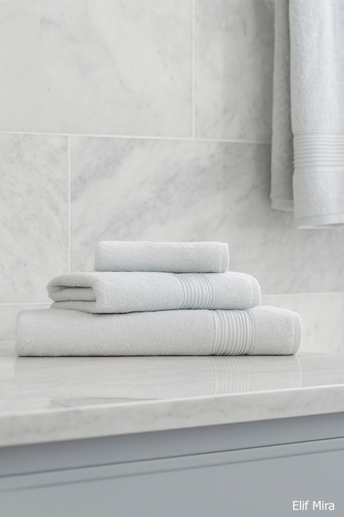 3 Parça Banyo Havlu Seti Pamuklu Günlük Kullanım Basic