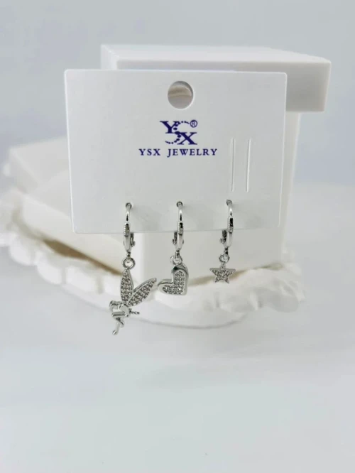 Ieg - Zirkon Taşlı Üçlü Kombin Küpe