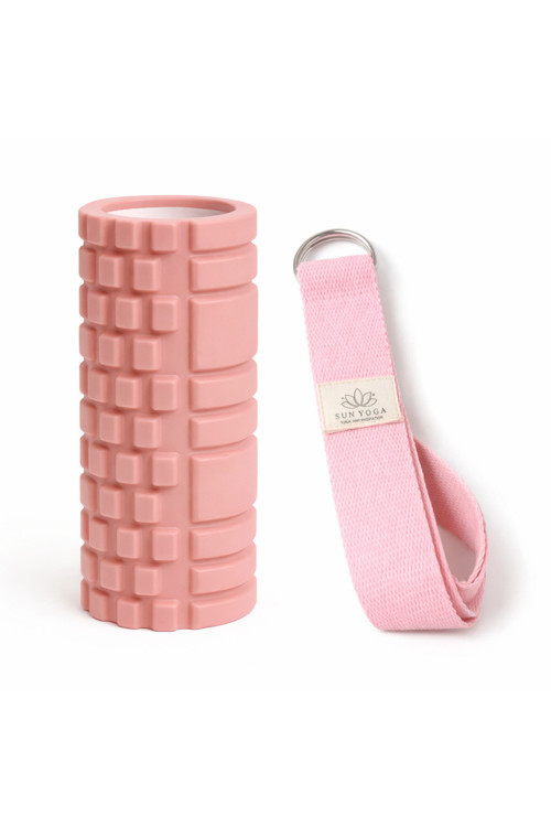 Foam Roller ve Yoga Kemeri Seti – EVA Masaj Silindiri & 200 cm Organik Pamuk Kemer
