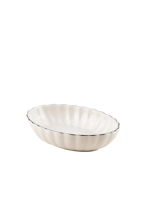 Bone Luz Form Oval Kayık Tabak Platin File 15cm Tekli