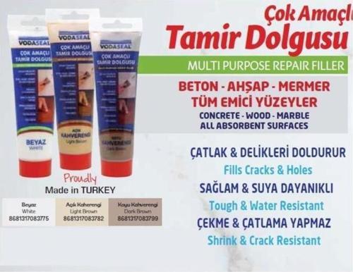 Vodaseal Çok Amaçlı Beton Ahşap Mermer Tamir Dolgu Macunu 200 gr Koyu Kahverengi
