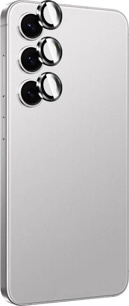 Samsung S24 İle Uyumlu Darbeye Dayanıklı Safir Kamera Lens Koruyucu Gri
