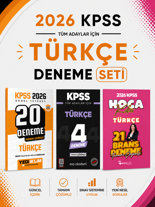 2026 KPSS Türkçe Deneme Seti Yediiklim + Hoca Kafası + EVP Akademi Seti