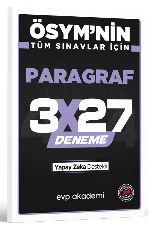 ÖSYM'nin Tüm Sınavlar İçin 3x27 Paragraf Deneme EVP Akademi