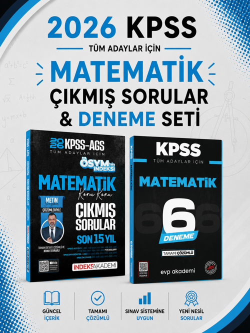 İndeks 2026 KPSS Matematik Son 15 Yıl Çıkmış Sorular & KPSS Matematik 6 Deneme EVP Akademi