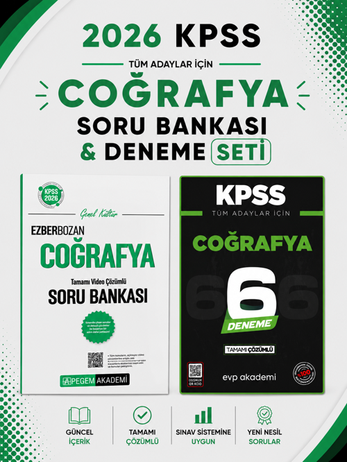 Pegem 2026 KPSS Ezberbozan Coğrafya Soru Dünyası & KPSS Coğrafya 6 Deneme EVP Akademi